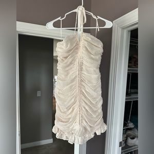 Miou Muse (VICI) cream ruched halter dress - size medium